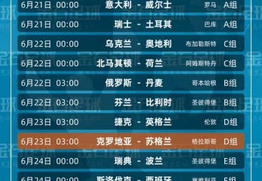 2024年欧洲杯预选赛程时间表最新