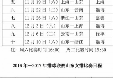 中国女排超级联赛决赛赛程表