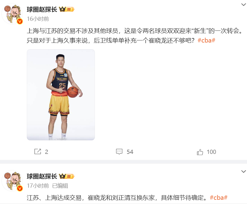 2025年CBA联赛休赛季首笔球员交易达成，上海队与江苏队谁赚谁亏？